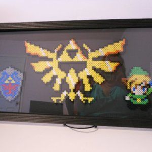 Framed Legend of Zelda perler figures